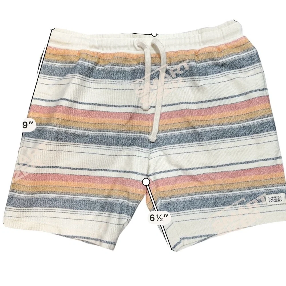 O'Neill Mens XL Striped Standard Fit Drawstring Summer Walking Shorts - Picture 9 of 9